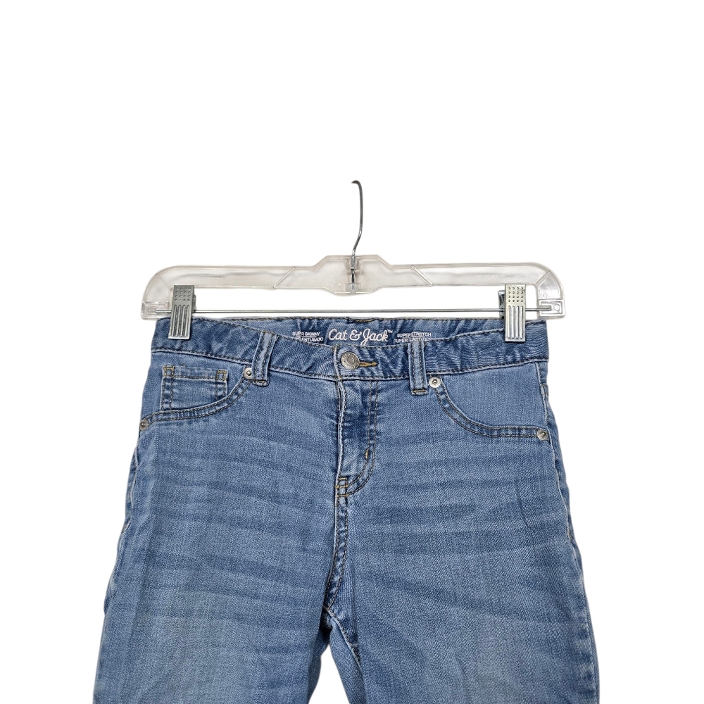 Cat & Jack Blue Super Skinny Super Stretch Jeans Girls Denim Adjustable Waist 12 - Picture 2 of 7